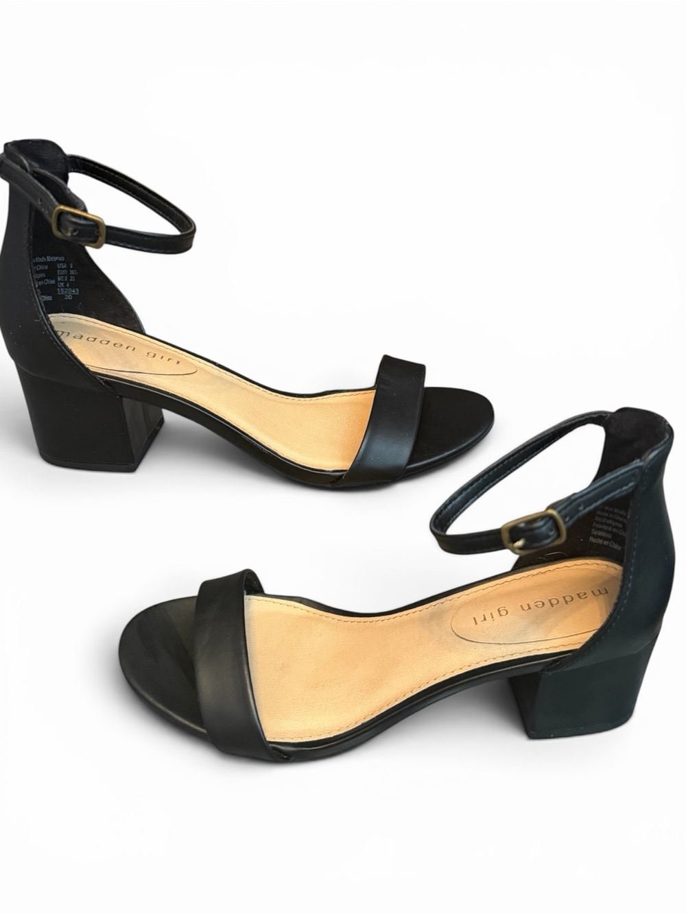 Madden Girl Black Ankle-Strap Block Heels